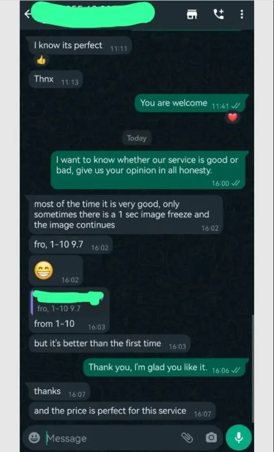 Customer WhatsApp Review