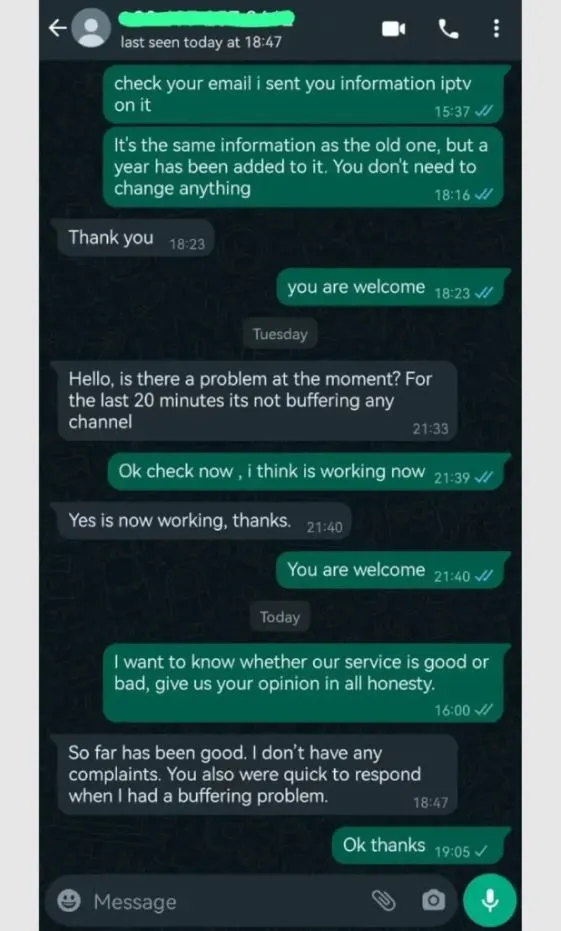 Customer WhatsApp Review